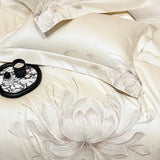 100% Egyptian Cotton Flowers Butterfly Embroidery Luxury Bedding Set Duvet Cover Set Bed Sheet Or Fitted Sheet Pillowcases 4Pcs