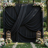 2PCS Dark Green Wrinkle-Free Photography Background Drapes Wedding Backdrop Curtain for Parties Baby Birthday- Crease Resistant