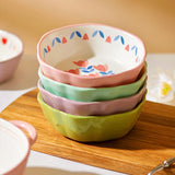6-inch Flower Shaped Ceramic Salad Bowl Air Fryer Bowl Kitchen Dessert Snack Plate Household Baked Rice And Fruit Bowl