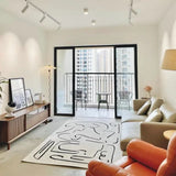 Black White Minimalist Living Room Sofa Carpet Abstract Lines Bedroom Bedside Carpets Modern Art Plush Rug Comfortable Soft Rugs