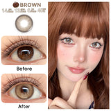 1 Pair(2pcs) Clever Brown/Black-Gray/Coffee Big Eye Enlarging Colored Contact Lenses 14.5mm Half Yearly High Moisture