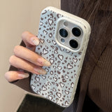 Stylish Retro Blue Leopard Print Love Heart Soft Phone Case For iPhone 16 15 14 13 12 17 Pro Max Shockproof Protective Cover