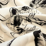 Korean Black White Hepburn Style Bedding Sets Ultra Soft Breathable Duvet Cover Set with Black Lace Fitted Sheet Set for Adults