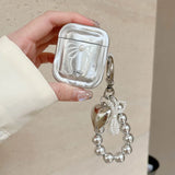 Ribbon Bow Pearl Decoration Case For AirPods 1 2 3 4 Pro 2nd Pro2 Wirelsss Headphones Protective Cover AirPods4 Silver Pendant