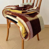 Microfiber Velvet Blanket Feather Yarn Striped Patchwork Nap Blanket Camping Warm Leisure Single Double Bed Blanket Sofa Throw