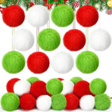 12Pcs Fluffy Christmas Plush Hanging Ball Solid Color Faux Fur Furry Pom Poms Hanging Pendant Decorative Durable