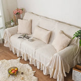 Sofa Throws Slipcovers Soft Couch Cover Ruffled Terylene Cotton Living Room for Pets Multi-Use Extra Large Furniture Decorative