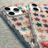 Fashion Colorful Five-pointed Stars Printed Laser Phone Cases for IPhone 13 16 15 14 17Pro Max Shockproof Protective Cover Case
