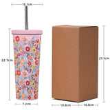 830ML Large Hole Thermos Cup With Straw And Pattern,Mug,Double Layer Stainless Steel Vacuum Flasks,Portable Insulated Water Cup