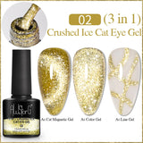 7.5ml Golden Gradient Cat Eye Nail Polish Gel Phototherapeutic Gel Soak Off Nail Magnetic Gel Polish Nail Art DlY