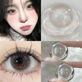 1 Pair Korean Fashion Lenses Pink Anime Lenses with Diopters Degree Big Eye Lenses Soft Beautiful Pupil High Quality Lens
