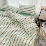 Stripe Style Duvet Cover Set, Flat Sheet, Pillowcases, Single, Double, Twin, Full Size Bedding Set,Breathable, Soft,Comfortable