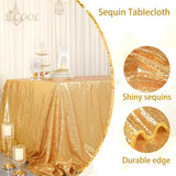 Rectangle Table Cover Golden Sequin Tablecloth Long for Wedding Birthday Party Baby Shower Events Independence Day Decorations