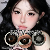 0~-6.00 Myopia Black Colored Contact Lenses with Prescription Brown Lenses with Degree Pupils Lens Fashion Yearly