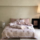 Vintage French Lace Flowers Print 1000TC Egyptian Cotton Luxury Bedding Set Duvet Cover Flat/Fitted Bed Sheet Pillowcases 4Pcs