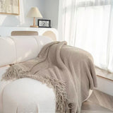 Blankets Nordic Style Hanging Tassels Solid Color Blankets Homestay Knitted Blankets Brown Coffee Sofa Minimalist Design