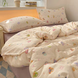 100% Cotton Bedding Set Cartoon Cute Animals Duvet Cover Set Bed Linen Flat Sheets Set 2 Pillowcases Single Double Queen Size