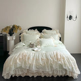 Lace Princess Bedding Set Gorgeous Embroidery Romantic Flat Bed Sheet Pillowcases Queen King Size Bed Linen Set Gift for Family