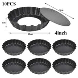 10PCS 4 Inch Mini Egg Tart Pan Molds with Removable Round Bottom Nonstick Pie Tart Bakeware Mold or Mousse Cake Dessert Baking