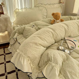 Class A French style printing lace four-piece set, simple small fresh bedding