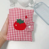 Cute Tomato Cloth Cover A6 Notebook Handcrafted Daily Schedule Book Portable Student Journal Writing Handbook with Inner