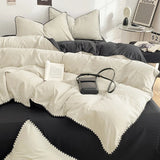 Solid Color Soft Duvet Cover Set Skin Friendly Washable Cotton Queen Bedding Set with Comforter Cover Bed Sheet and Pillowcases