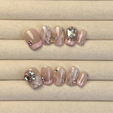 10Pcs Short Square Handmade Press On Nails Full Cover Cute Sweet Design butterfly Check False Nails Wearable Manicure Nail Tips