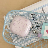 new earphone case for apple airpods pro 2 charging box protection cover purple flower fall prevention keychain for airpods 4 3 2