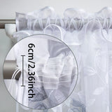 1PC Leaf Embroidered Lace Sheer Curtain, Double Layer Arch Design, Breathable Light Filtering For Kitchen Bedroom Living Room