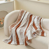Thick Bed Blanket Office Sofa Nap Leisure Blanket Coral Velvet Warm Blanket Autumn Jacquard Striped Decorative Blanket