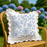 Korean Romantic Pillow Girl's Heart Washed Cotton Ruffled Cushion Cover Core Car Sofa Carto Rabbit Floral Pillow 45cmx45cm