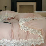 100% Cotton Flowers Butterfly Lace Edge Bedding Set Queen King Size Duvet Cover Set Flat/Fitted Bed Sheet Pillowcases 4Pcs