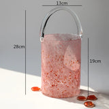 Glass Vase Hand Basket Bag Pink Clear Bottle Terrarium Flower Hydroponics Home Decoration Accessories Vases Pots