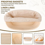 9" Round and 10" Oval Banneton Bread Proofing Baskets and Sourdough Bread Making Kit with Fermentation Dough Bread Bakeware Kit