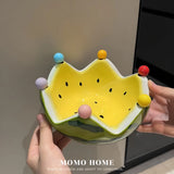 Watermelon Plate, Fruit Fork, Cute and High Beauty Ceramic Large Capacity Home Dessert Salad Bowl