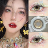 2PCS Red Anime Cosplay Color Contact Lenses With Degree 0~-8.00 Myopic Party Purple Cute Eye Lenses Pupils Makeup Lens