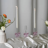 1Pc Original Design Bow Tall Glass Candle Holder, Exquisite and High-Looking Bow Candle Holder, Aromatherapy Candle Holder, Suitable for Wedding Banquet Party Candle Holder, Home Decoration Ornaments Candle Candle Candle Hold