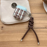 Korea fashion cute plaid sweater pattern gloss cover soft shockproof protection case for airpods 1 2 3 4 pro 2 coque fundas