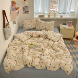 100% Cotton Bedding Set Cartoon Cute Animals Duvet Cover Set Bed Linen Flat Sheets Set 2 Pillowcases Single Double Queen Size