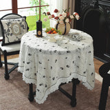 French Medieval Style Table Cloth Black Lace Rose Relief Gauze Lotus Leaf Fungus Edge Table Cover Decor Coffee Table Protector