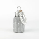 300ml Mini Thermos Cup With Pearl Chain Rope for Women,Diamond-encased Case,Stainless Steel Vacuum Flasks,Drinkware,Water Bottle