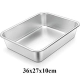 Thickened Stainless Steel Deep Pan Multifunction Roast Chicken Salad Cake Cookie Bakeware for Brownie Bread Meat Baking Pan