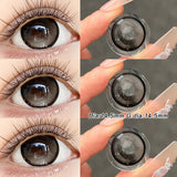 1 Pair Glossy Black Colored Contact Lenses 14.5mm Big Eyes Lenses For Daily Party Makeup Student of the Year Natural