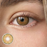 Brown Contact Lenses Natural Gradient Circle Lenses with Golden Pattern 14.2mm Cosmetic Colored Contacts for Daily & Party Wear