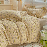 Fresh Plant Flower Bed Sheet for Children and Adults Four-Piece Bed Set Pillowcases Soft Washed Cotton Home Textiles