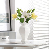 Ceramic Flower Vase For Wedding Festival Hotel Living Room Home Dining Table Decor,Luxury Bas-relief Plant Pot