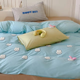 Dopne ing Color Blo Embroidered Cotton Bedding Set Waed Cotton Duvet Cover eet Pillowcase Bedding Accories