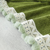 Herringbone Chenille Solid Sofa Towel Thickened Fur Ball Edge Sofa Cover for Four Seasons Cozy Skin-Friendly Blanket for Office