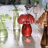 Mushroom Shaped Flower Vase Transparent Glass Vase Plant Hydroponic Aromatherapy Bottle Desktop Decoration Ornament