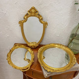 Vanity Mirrors Baroque Frame Mirror Gold Shield Wall Decorative Mirrors Plate Tray Make Up Mirror for Bedroom Home Decor